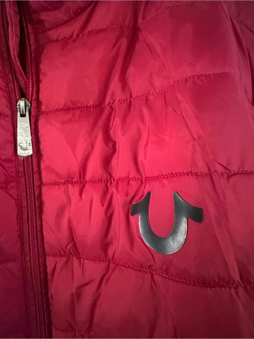 New True Religion Bleed True Logo Puffer Jacket Coat Mens XLarge Red $199 105664